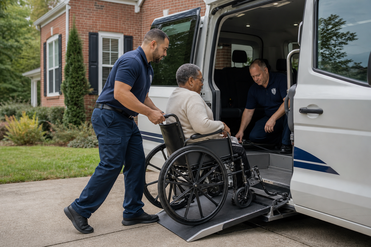 Care Craft professional assisting a wheelchair passenger